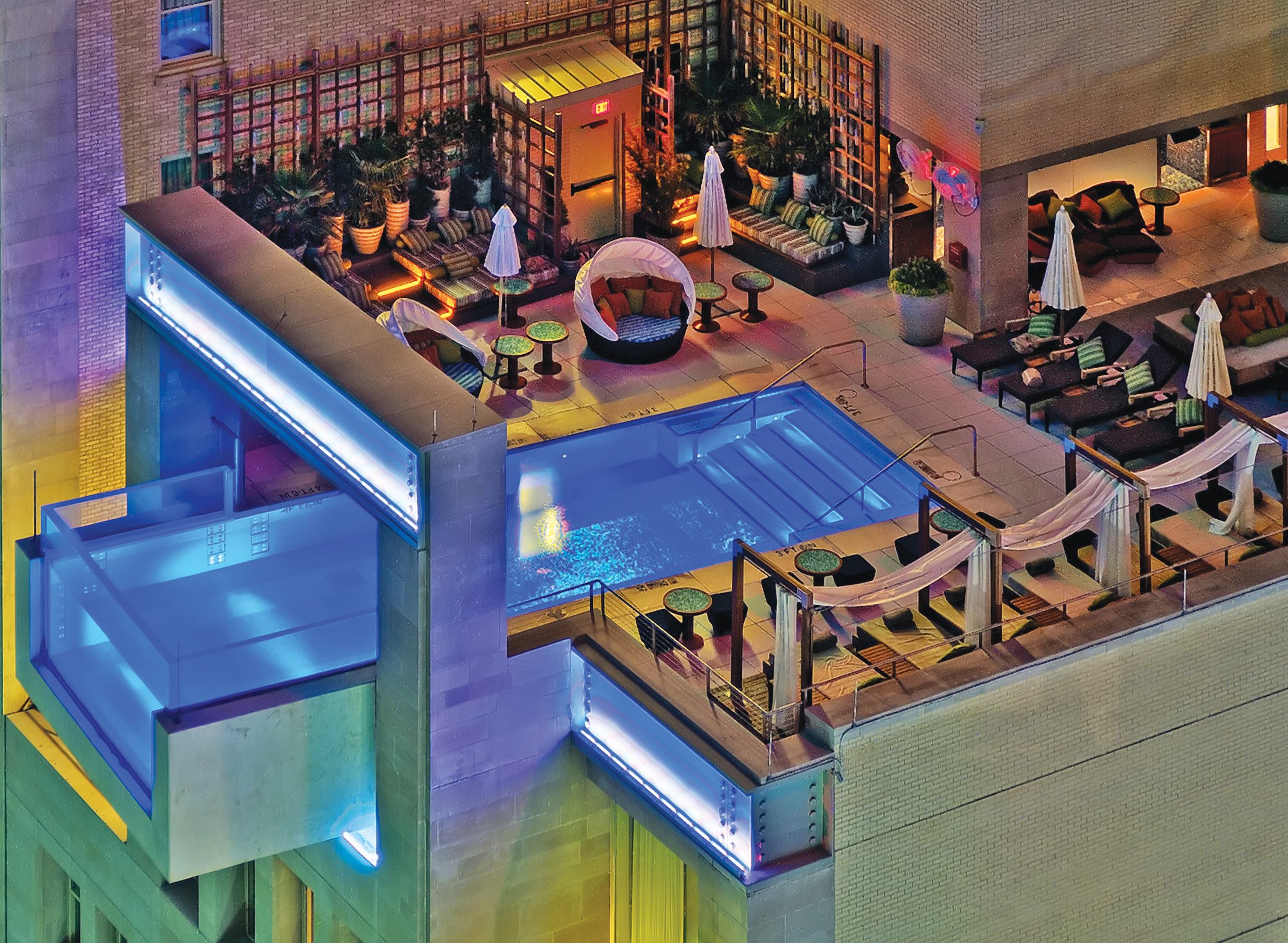 A facility most benefits the population when local culture is incorporated into its programming and aesthetics, as seen with this pool at Dallas’ Joule Urban Resort.