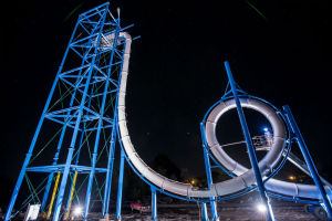 In the loop: Skyturtle Technologies developed a full scale prototype of its water ride, SkyCalibre, in Missouri with manufacturing partner Avalance Waterslides.