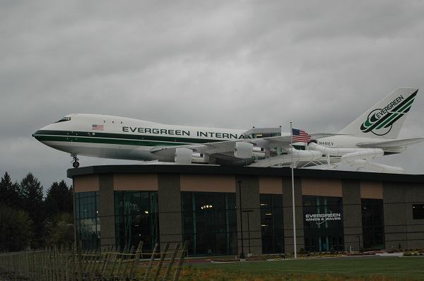 The Wings and Waves waterslide sits atop the waterpark's main building.