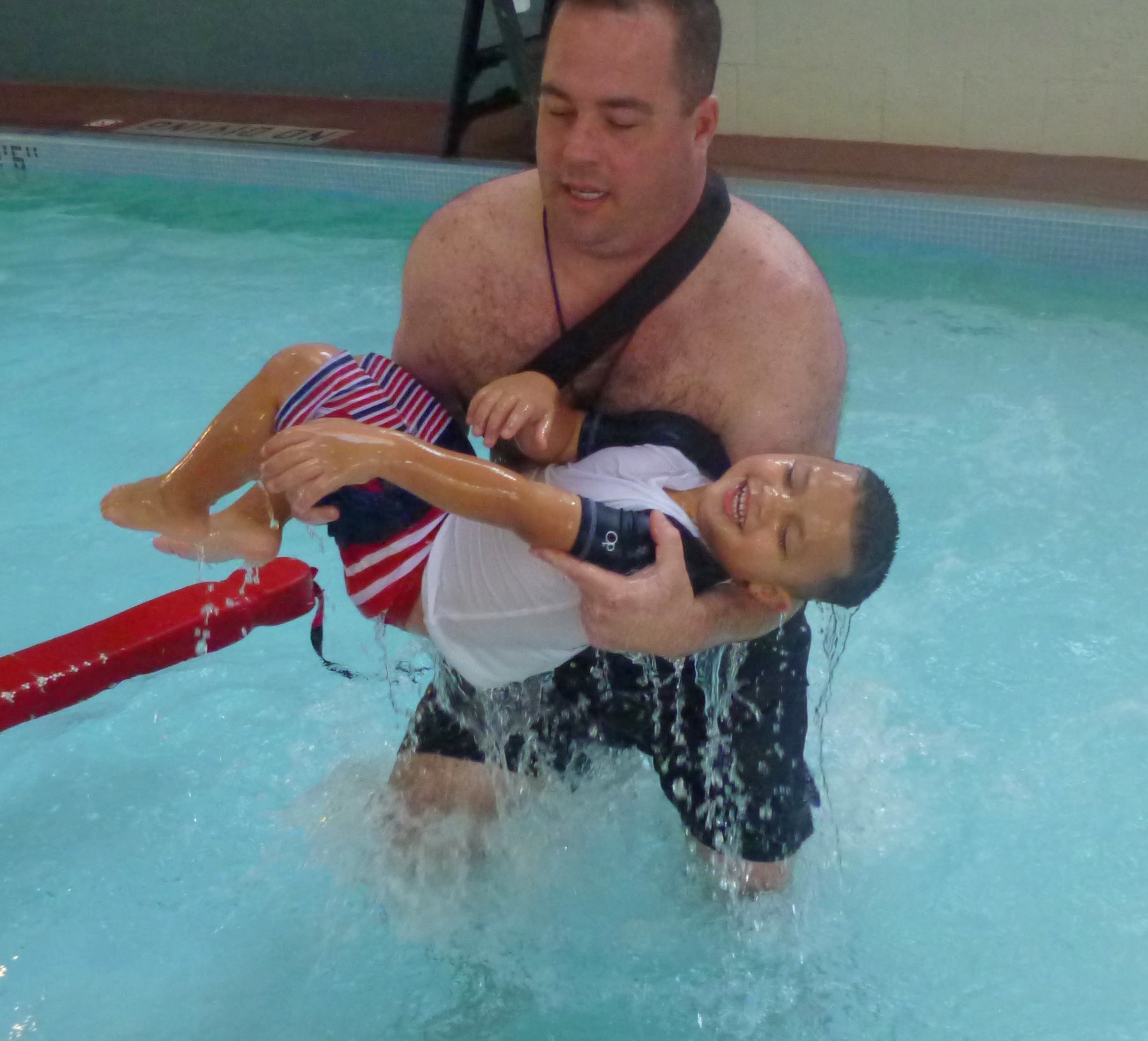 SAVING THE LITTLEST SWIMMERS This in-service training gets the message across that different rescue skills are needed for younger victims. The sense of urgency is heightened when using children in rescue drills (opposite page). Having a handler for the child helps make the in-service successful because they are there to ensure the child's safety and welfare. You’ll find that youngsters enjoy participating in the in-service as much as rescuers.