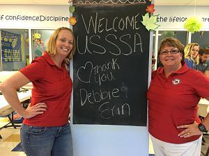 Erin Seals-Grande (left) and Debbie Sayers presented the U.S. Swim School Association's Special Abilities class at Small Fish Big Fish Swim School in West Palm Beach, Fla. in November. It's the first time the course was conducted outside of a USSSA conference. It's now being taught to association members nationwide.