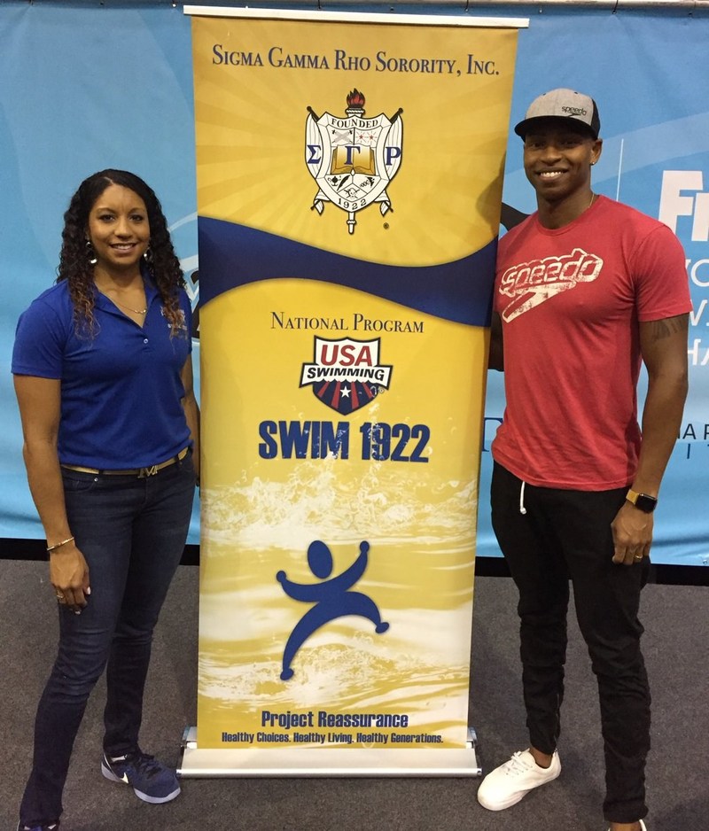 U.S. Olympian Maritza McClendon and Cullen Jones.