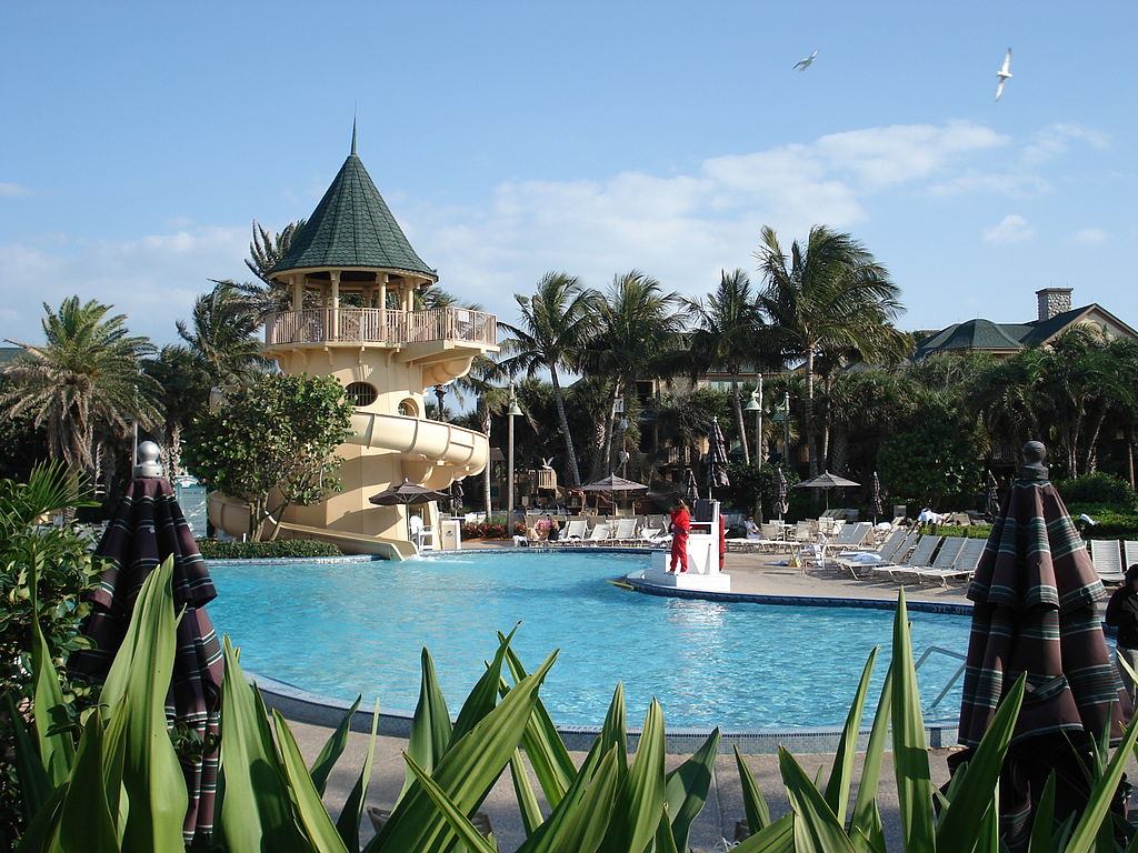 Disney's Vero Beach Resort, Vero Beach, Fla. The Mickey Mouse shaped pool includes a 2-story water slide.