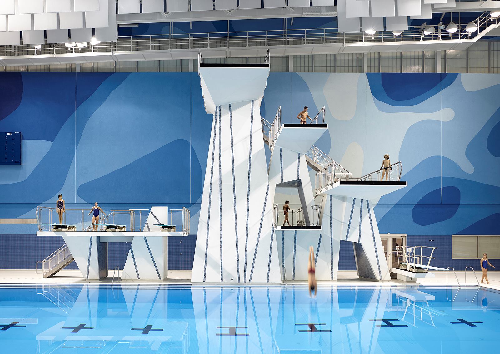 The unique dive towers played an important role in executing the design concept for the facility.