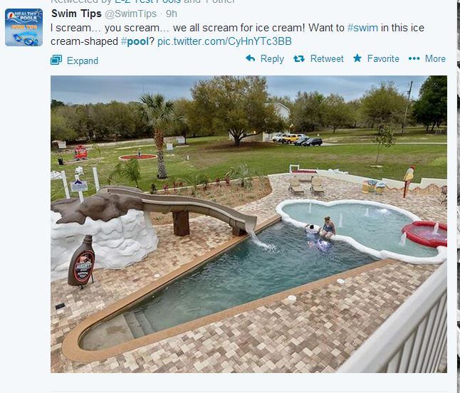 So far, we've seen pools in the shape of a violin, a baseball field, even a foot. But we couldn't resist this tasty treat shared by&nbsp;
@SwimTips. The Ice Cream "Sweet Water" swimming pool at the Sweet Escape 10-bedroom estate just outside Orlando, Fla., is allegedly the only one of its kind in the world. Check out more pictures and read all about the unique property&nbsp;
here. #AISwimSocial