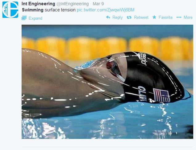@IntEngineering&nbsp;brought back this favorite of Olympic gold medalist Tyler Clary from the 2012 London Games. Clary is doing what he does best, the 200 meter backstroke, but he's also illustrating the fascinating phenomenon of surface tension. #AISwimSocial