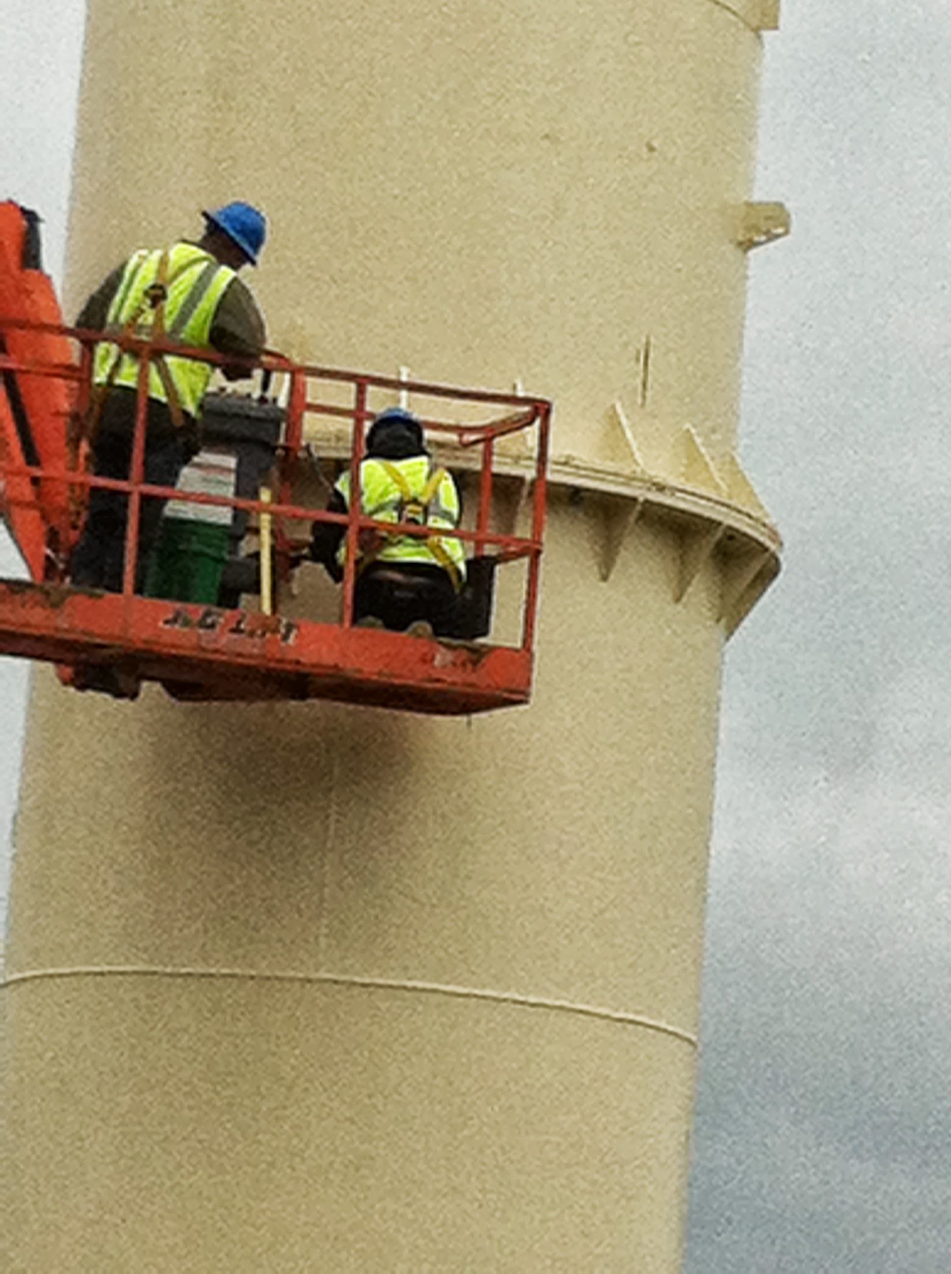 Crews begin the process of bolting sections 1 and 2 together.