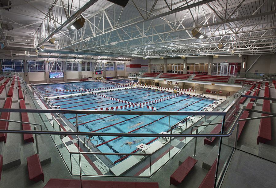 This is a truly versatile facility, designed not only as a state-of-the art competition venue but also to house physical education and recreational use, thanks largely to the moveable floor and bulkhead. The moveable pool bottom allows for faster, deep water during competitions, while allowing for the shallow water that’s appropriate for physical education and recreational exercise.