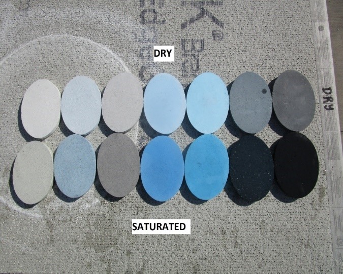A comparison of dry and wet plaster samples.