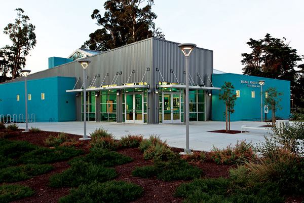 The Salinas Municipal Aquatic Center occupies a prominent space within an existing park and recreation complex. The transparent nature of the natatorium creates a strong identity and allows views into the facility from the adjacent park space, as well as views outward into the park. Inside, the natatorium features a 73-foot-by-75-foot pool along with support spaces that include a lobby, office, lifeguard room, men’s and women’s locker rooms, storage space and mechanical space.