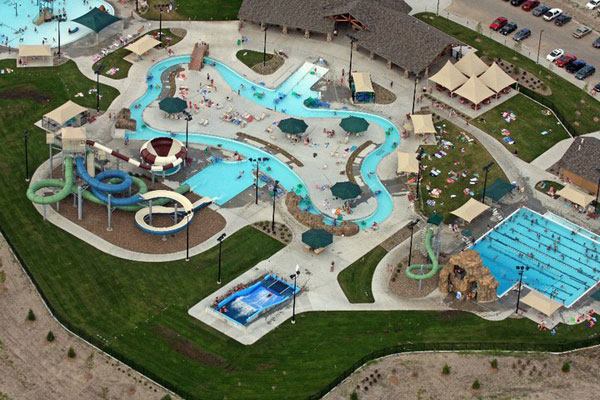Cascade Falls Aquatic

Center is said to be the largest publicly owned waterpark in the

Des Moines, Iowa, area. It includes a recreational pool with a tot

play structure; a lazy river with a customized waterfall; a plunge

pool area for a slide tower with five water slides; and a Flow

Rider stationary wave machine.