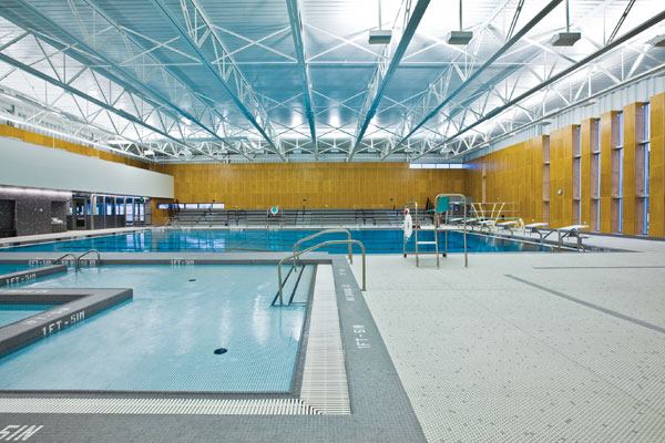 The Kodiak Island Borough Community Swimming Pool features innovations such as on-site chlorine generation. This newer, saline pool-sanitizing technology costs less to operate, requires less storage space, and minimizes the necessity for deliveries and handling of chemicals. The pool also includes ultraviolet sanitization.