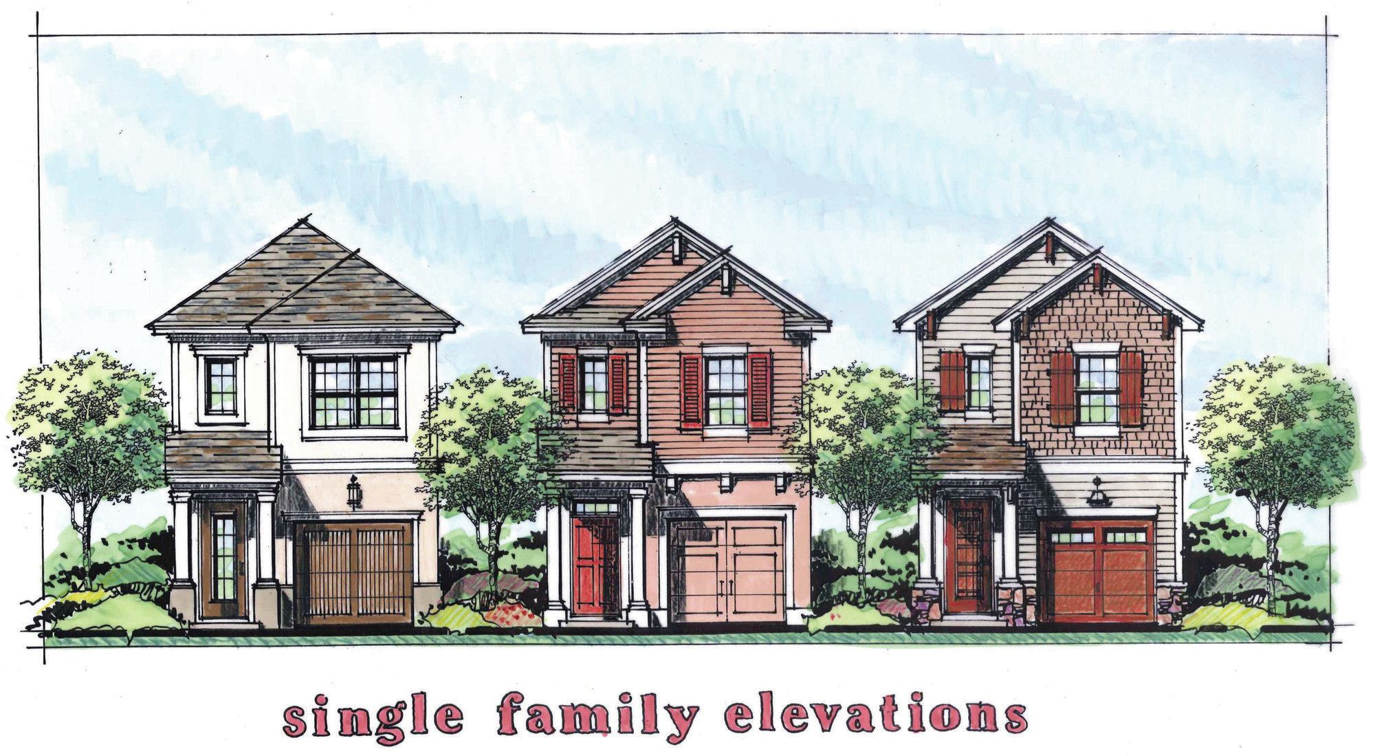 With their gabled roofs, columns, and small porch, traditional elevations can be sprinkled into existing neighborhoods.