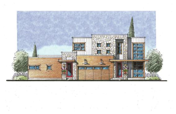 A simple but sophisticated aesthetic attracts the attention of young, discerning buyers. The contemporary facades are clad in a combination of masonry and wood or vinyl; rooflines could be flat or sloped. 
